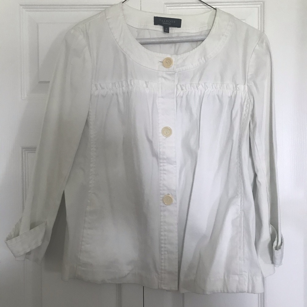 Talbots white cotton jacket with buttons